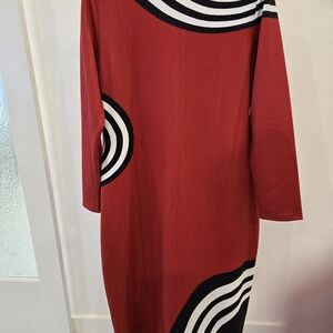 STYLEWE Red Dress with Black and White Patterns